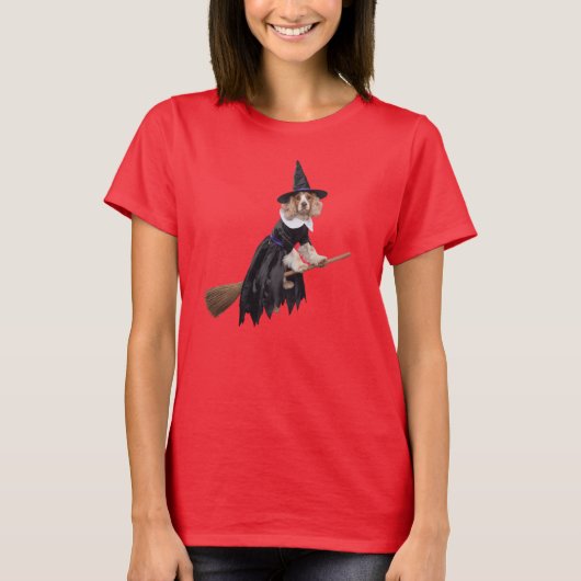 Lustiger Cocker Spaniel Hexe T-Shirt (Vorderseite)