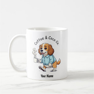 Lustiger Cocker Spaniel Hund Geschäftsanzug Kaffee Kaffeetasse