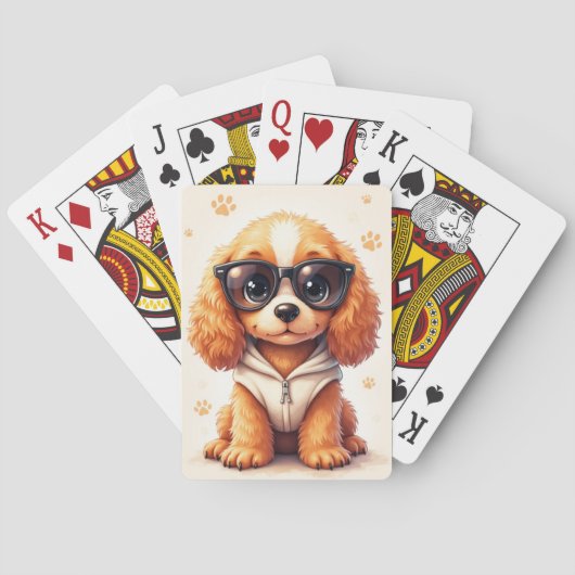 Lustiger Cocker Spaniel Kawaii Hund Spielkarten (Rückseite)