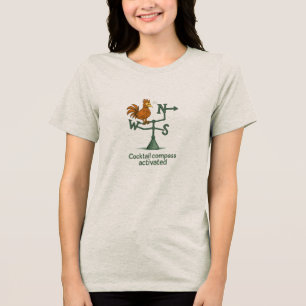 Lustiger Cocktail-Kompass-Hahn-Wetterhahn Tri-Blend Shirt
