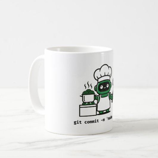 Lustiger Coder-Becher — git commit hat Pasta gemac Kaffeetasse (Vorderseite Links)