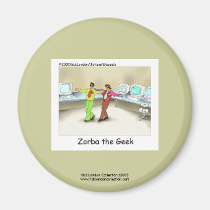 Lustiger Computer-Geek-Cartoon Auf Knopfdruck Mit  Magnet