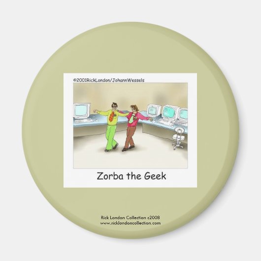 Lustiger Computer-Geek-Cartoon Auf Knopfdruck Mit Magnet (Vorne)