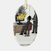 Lustiger Computer und Technologie-Büro-Cartoon Keramik Ornament (Rechts)