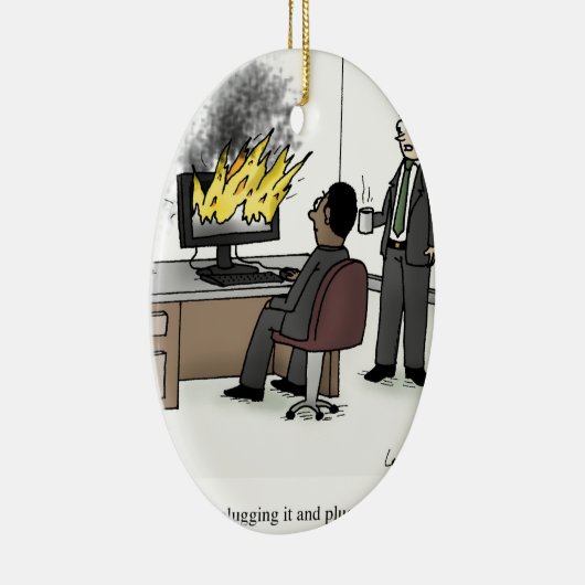 Lustiger Computer und Technologie-Büro-Cartoon Keramik Ornament (Rechts)