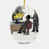 Lustiger Computer und Technologie-Büro-Cartoon Keramik Ornament (Vorne)