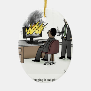 Lustiger Computer und Technologie-Büro-Cartoon Keramik Ornament