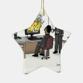 Lustiger Computer und Technologie-Büro-Cartoon Keramik Ornament (Rechts)