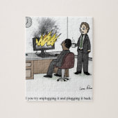 Lustiger Computer und Technologie-Büro-Cartoon Puzzle (Vertikal)