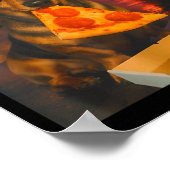 Lustiger cooler Dachshund mit Pizza-Scheibe Meme E Poster (Ecke)