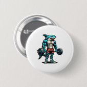 Lustiger Cooler Hai Gewichtheben Bodybuilder Muske Button (Vorne & Hinten)