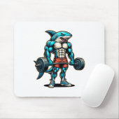 Lustiger Cooler Hai Gewichtheben Bodybuilder Muske Mousepad (Mit Mouse)
