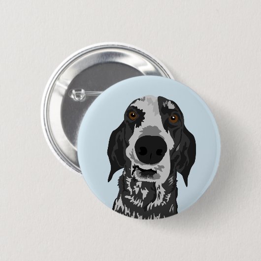 Lustiger Coonhoundgesichtsknopf Button (Vorne & Hinten)
