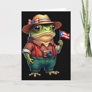 Lustiger Coqui-Frosch Puerto Rico-Flagge Taino Bor Karte
