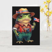 Lustiger Coqui-Frosch Puerto Rico-Flagge Taino Bor Karte (Gelbe Blume)