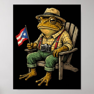 Lustiger Coqui-Frosch Puerto Rico-Flagge Taino Bor Poster