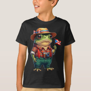 Lustiger Coqui-Frosch Puerto Rico-Flagge Taino Bor T-Shirt