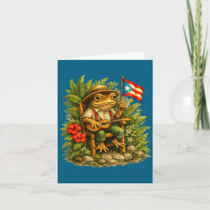 Lustiger Coqui-Frosch spielt Cuatro-Grafik Karte