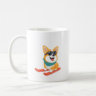 Lustiger Corgi auf Skiern Kaffeetasse