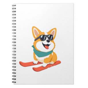 Lustiger Corgi auf Skiern Notizblock