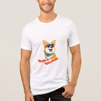 Lustiger Corgi auf Skiern Tri-Blend Shirt
