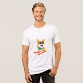 Lustiger Corgi auf Skiern Tri-Blend Shirt (Vorderseite voll)