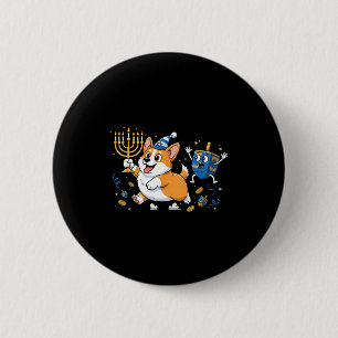 Lustiger Corgi Dreidel Menorah Chanukka Kinder Dam Button