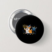 Lustiger Corgi Dreidel Menorah Chanukka Kinder Dam Button (Vorne & Hinten)