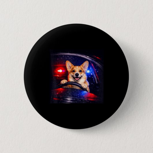 Lustiger Corgi-Fahr-Meme-Hund fährt Auto Button (Vorderseite)