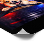 Lustiger Corgi-Fahr-Meme-Hund fährt Auto Poster (Ecke)