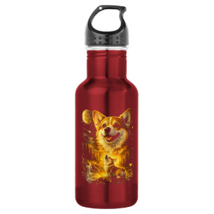 Lustiger Corgi heult den Mond an Edelstahlflasche
