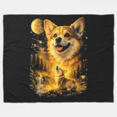 lustiger Corgi heult den Mond an Fleecedecke (Vorderseite (Horizontal))