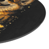 lustiger Corgi heult den Mond an Schneidebrett (Ecke)