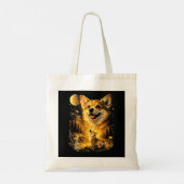 Lustiger Corgi heult den Mond an Tragetasche (Rückseite)