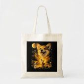 Lustiger Corgi heult den Mond an Tragetasche (Vorne)