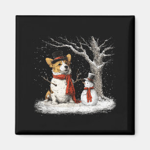 Lustiger Corgi Hund Im Schnee Baum Weihnachten Win Magnet