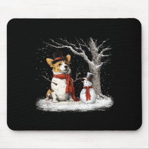 Lustiger Corgi Hund im Schnee Baum Weihnachten Win Mousepad