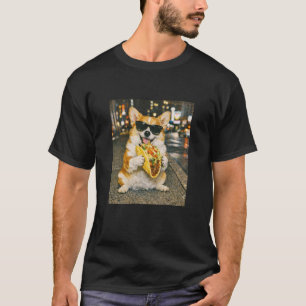 Lustiger Corgi-Hund isst Taco-Meme Retro T-Shirt