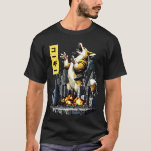 Lustiger Corgi-Hund Kaiju-Monster Japanisch T-Shirt