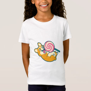 Lustiger Corgi-Hund mit riesigem Lutscher T-Shirt