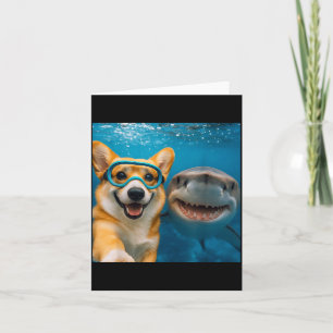 Lustiger Corgi-Hund Selfie mit Hai-Ozeanliebhabern Karte