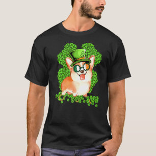 Lustiger Corgi Hund Shamrock St Patricks Tag T-Shirt
