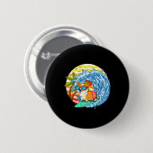 Lustiger Corgi Hund Surft Surfer Hawaii Strand Som Button (Vorne & Hinten)