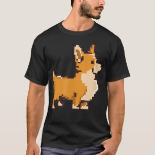Lustiger Corgi Hund Tier Pixel Art Retro Video T-Shirt