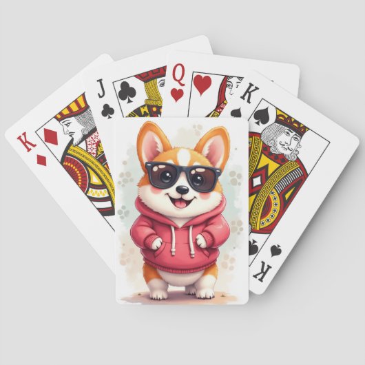 Lustiger Corgi Kawaii Hund Spielkarten (Rückseite)