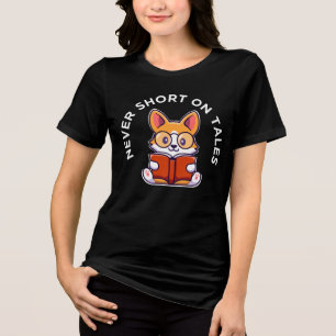 Lustiger Corgi liest ein Buch Tri-Blend Shirt