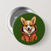 Lustiger Corgi mit Hoodie Button (Vorne & Hinten)