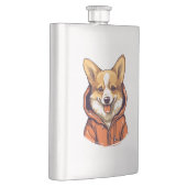 Lustiger Corgi mit Hoodie Flachmann (Rechts)