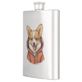 Lustiger Corgi mit Hoodie Flachmann (Links)