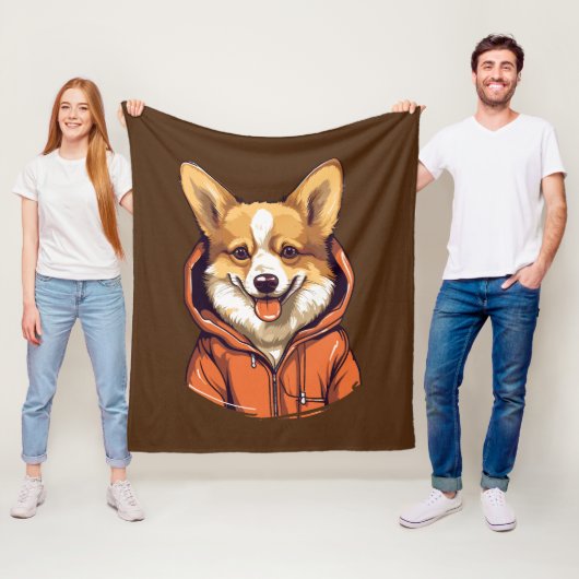 Lustiger Corgi mit Hoodie Fleecedecke (Beispiel)